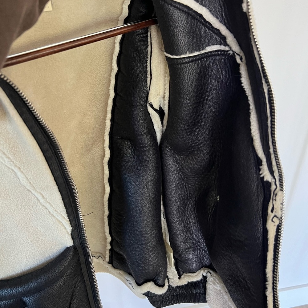 BlankNYC Faux Leather & Faux Shearling Jacket Women's Black and Cream Jacket - Picture 10 of 11